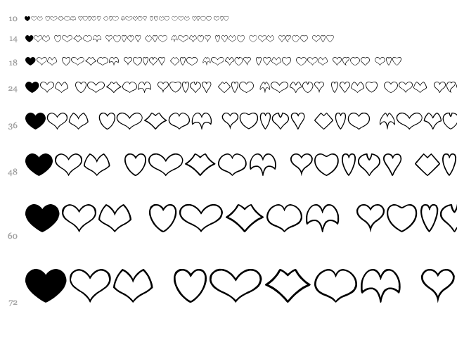 Heart Shapes font waterfall